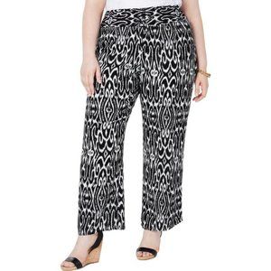 INC Womens Plus Printed Smocked Pants NWT